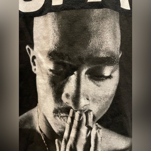 Tupac Trust Nobody Black Tee EUC Logo 90’s Rapper Hip Hop Womens Lg 2Pac Short - Picture 4 of 7